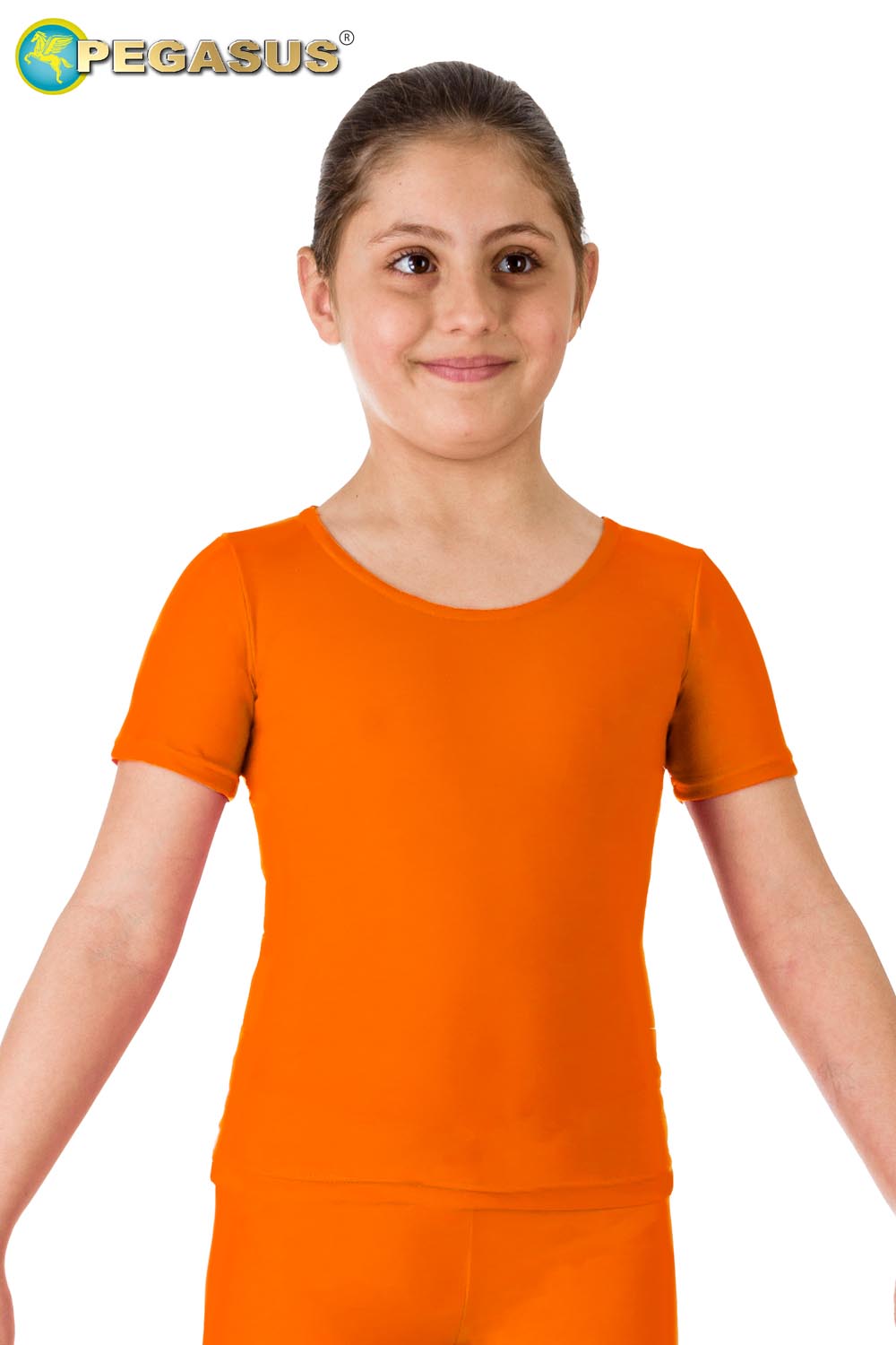 MAGLIETTA DANZA LYCRA MEZZA MANICA ARANCIO BAMBINA